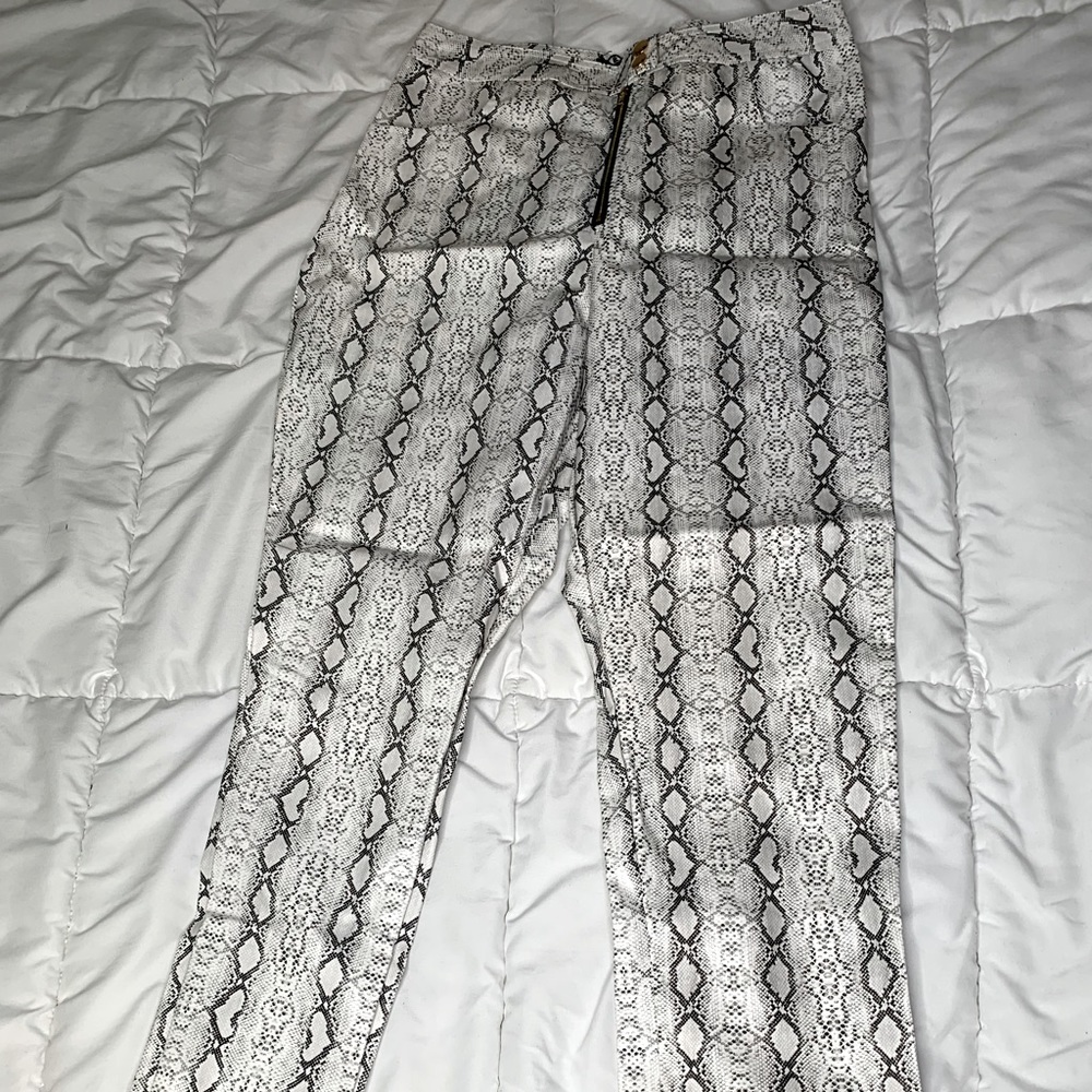 Leather Snake Print Pants